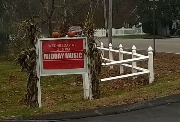 Christ Church Midday Music Red Sign