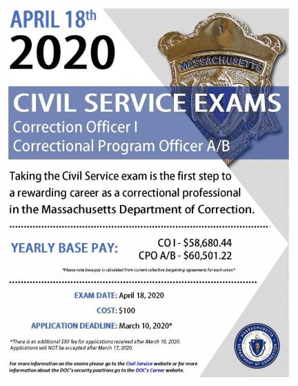 Correctional Officer Civil Service Exam Flyer 2020