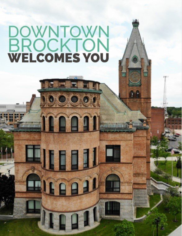 Downtown Brockton Welcomes You with image of City Hall