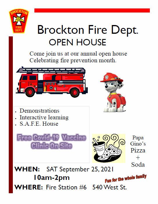 Brockton Fire Department Open House Flyer for September 25, 2021