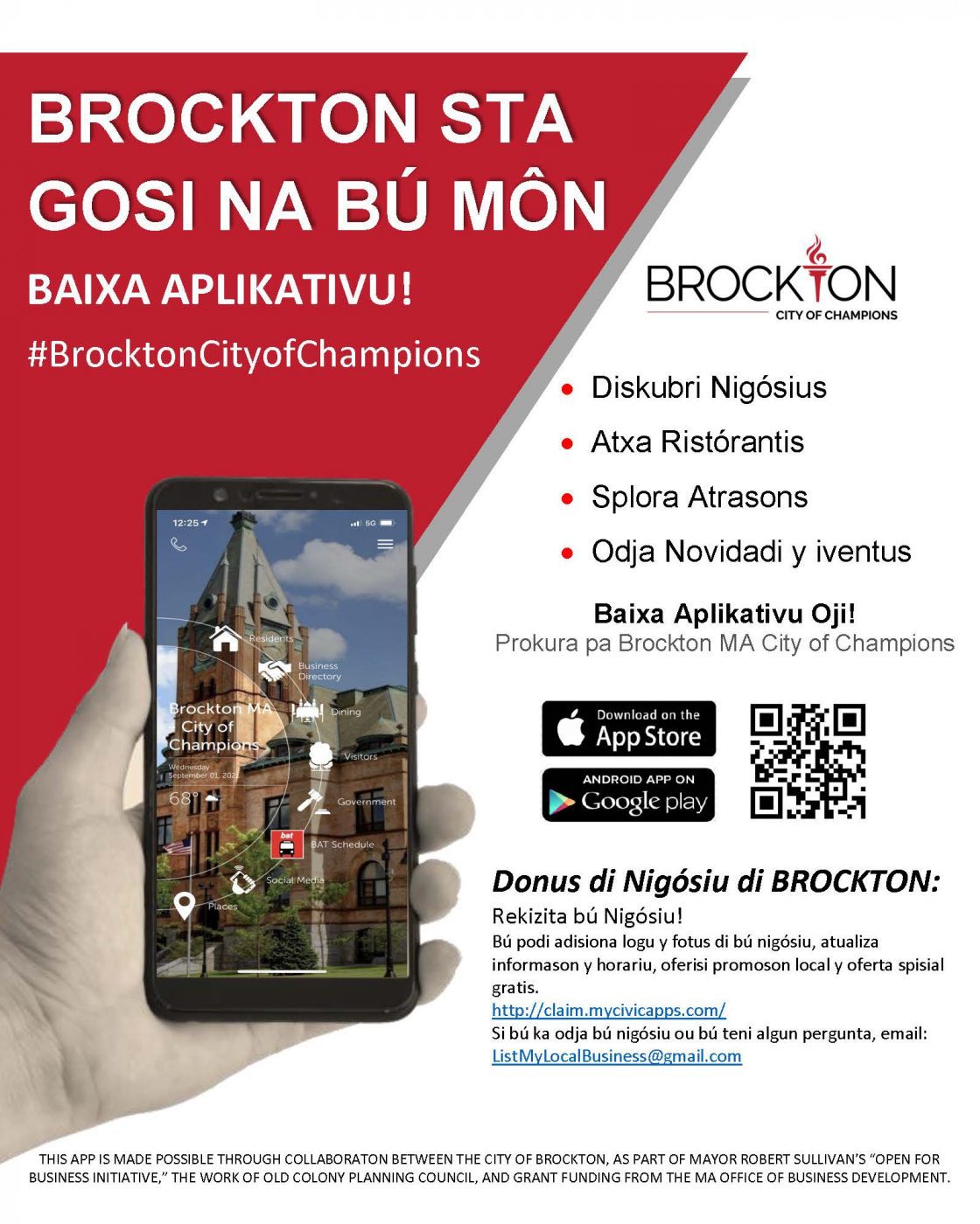Brockton City of Champions App Flyer - Cape Verdian Creole