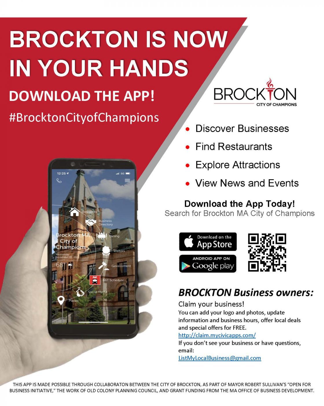 Brockton City of Champions App Flyer - English