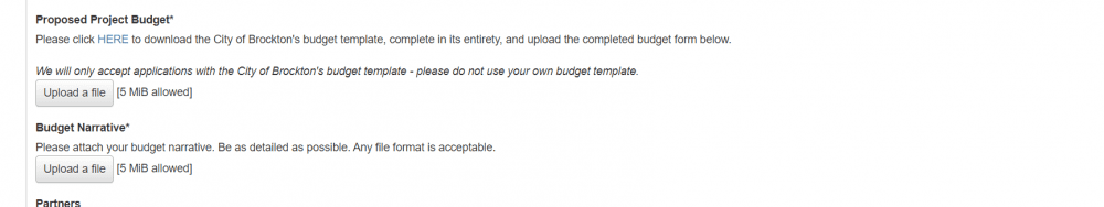 Image showing files for uploading for budget template