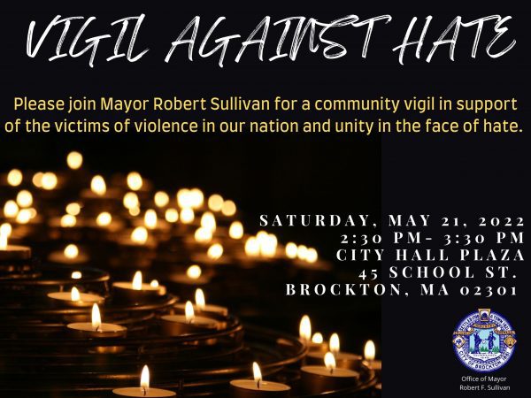 Community Vigil against hate flyer