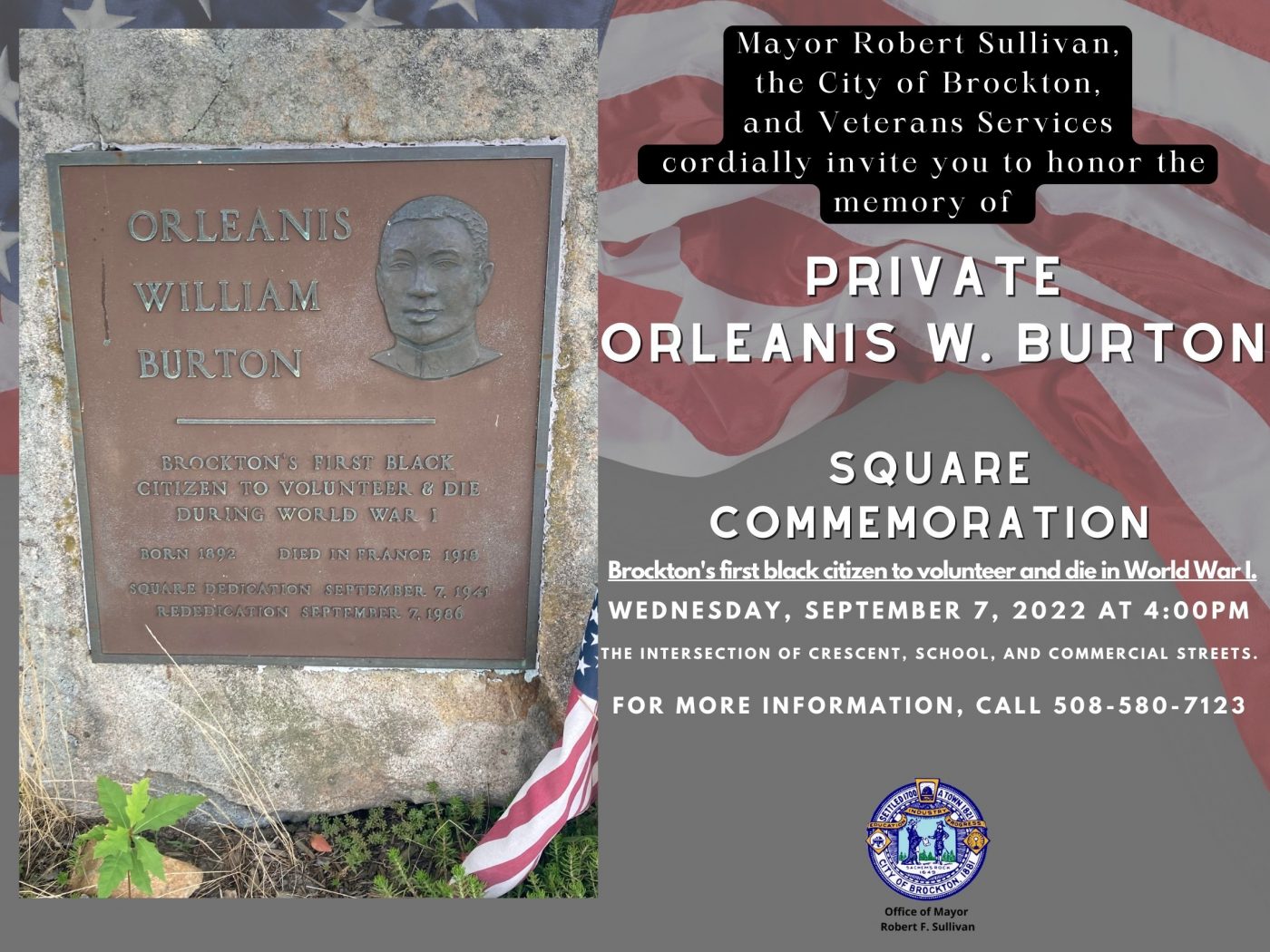 Orleanis Burton Commemorative Square moved to 4PM