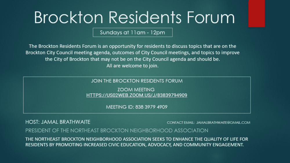 Brockton Residents Forum Flyer