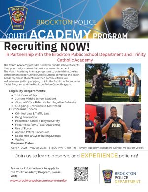 Brockton Police Youth Academy Program Flyer