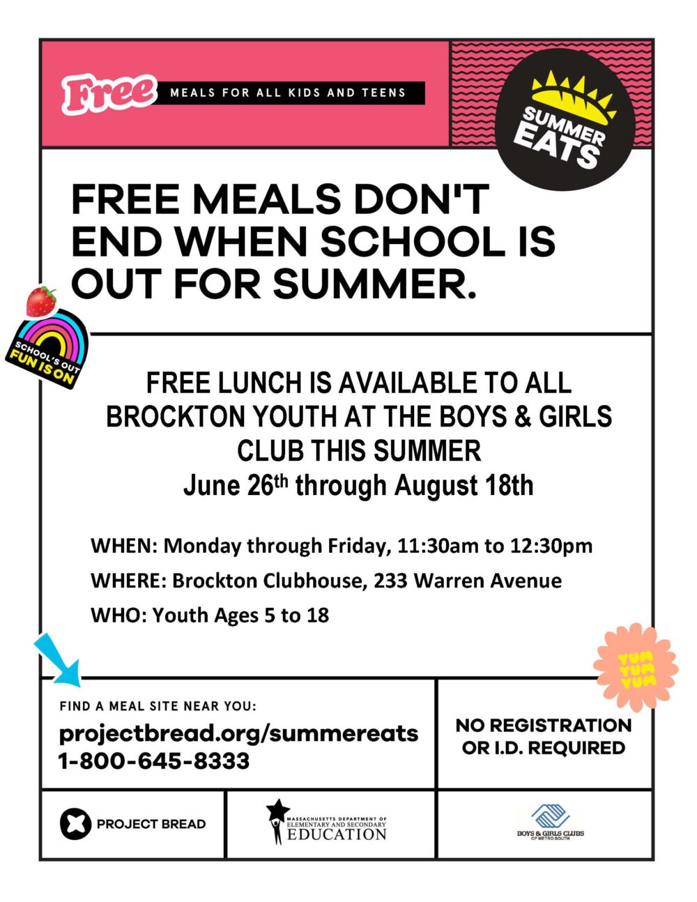 Free Meals at Boys & Girls Club 2023 Flyer