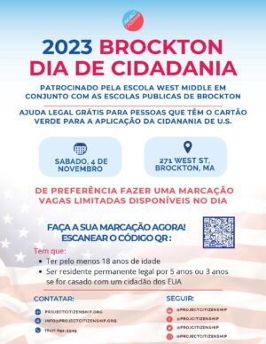 2023 Brockton Citizenship Day Flyer - Portuguese Version