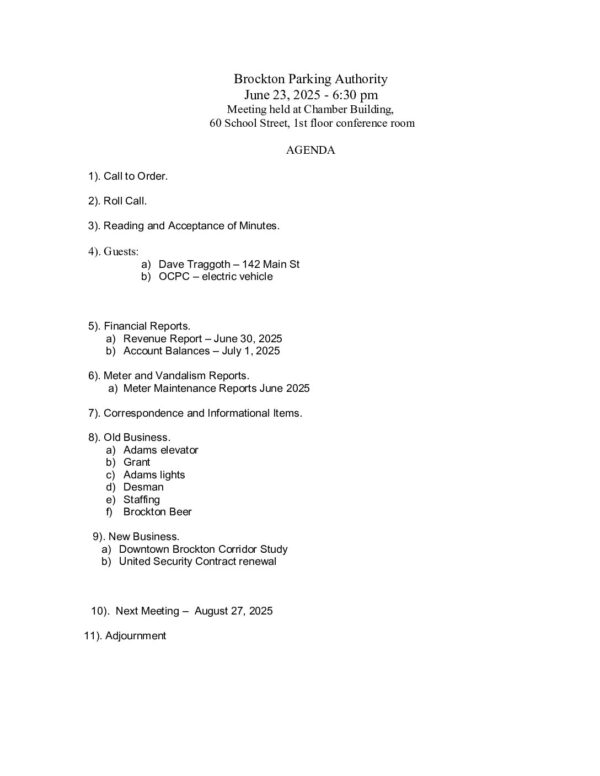 Parking Authority Agenda 07232025